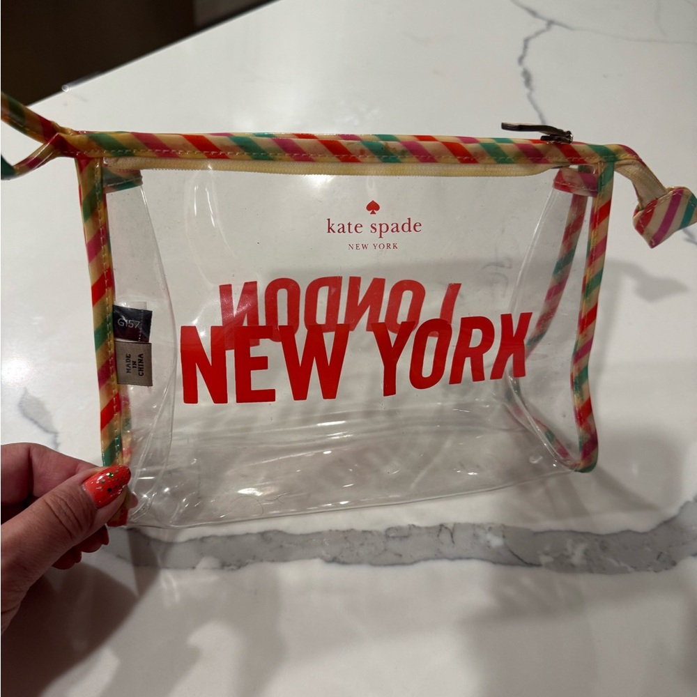 ♠️ Kate Spade Clear Plastic Toiletry Make-up Bag Pouch ✨ New York London